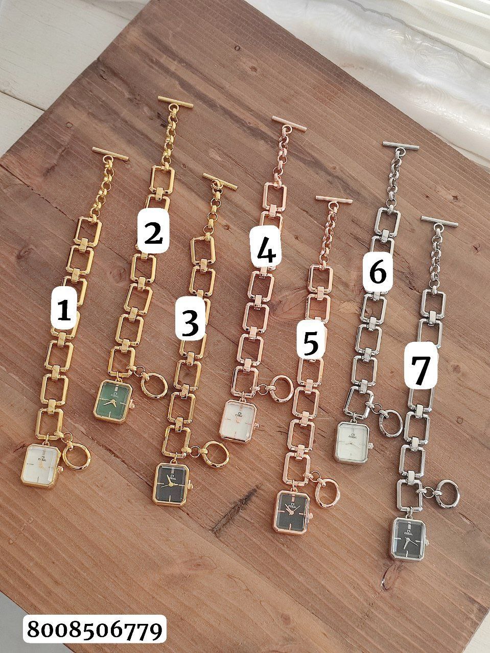 ساعت زنانه قفل تی مارک coral 8008506779 طرح شیک و مدرن با قفل تی و زنجیر حلقه‌ای