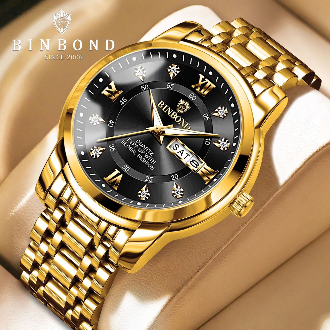 ساعت بین باند مدلی نو  مناسب آقایان   مقاوم دربرابر آب برندشرکتی اوریجینال  کارت گارانتی  دارای روز شمار  ایام هفته  بند استیل فولاد شیشه سافایر  شب نما قفل دو پروانه  موتور کوارتز