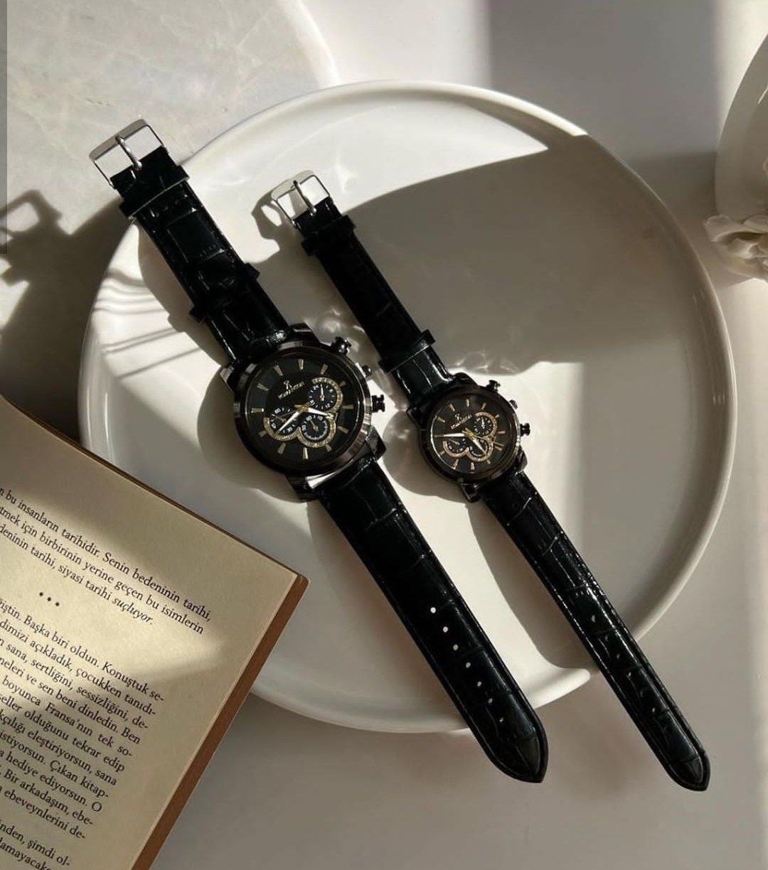 ست ساعت Romanson  رومانسون ست بند چرم با قفل سگکی  طرح سه موتوره دارای روزشمار