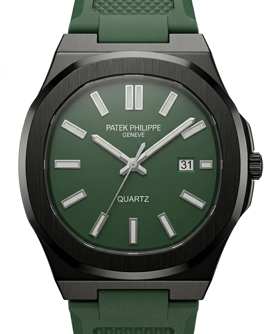 کد 2522 مردانه برند پتک فیلیپ PATEK PHILIPPE  باکیفیت  بند سیلیکونی  طراحی خاص و زیبا موتور کوارتز قفل سگگی  دارای روز شمار