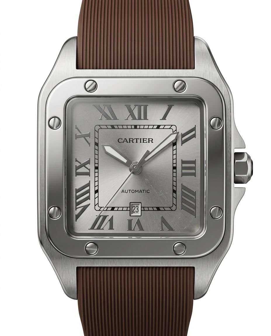 کد 2386 مردانه برند کارتیر CARTIER  باکیفیت  بند رابر  طراحی خاص و زیبا موتور کوارتز قفل سگگی  دارای روز شمار ترند بازار