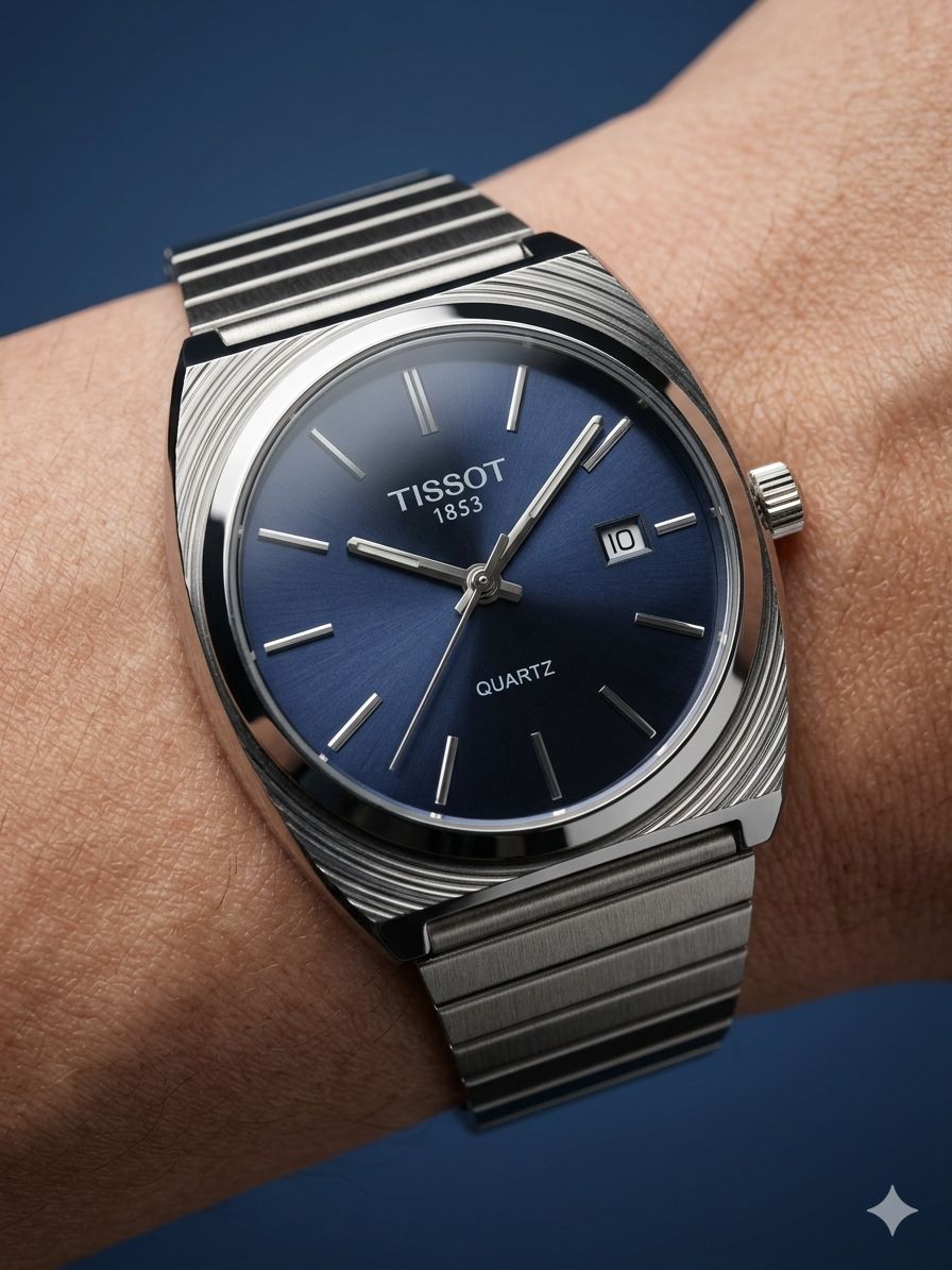 کد 2399 مردانه ریلی برند تیسوت TISSOT  باکیفیت  بند ریلی طراحی خاص و زیبا موتور کوارتز قفل ریلی  دارای روز شمار