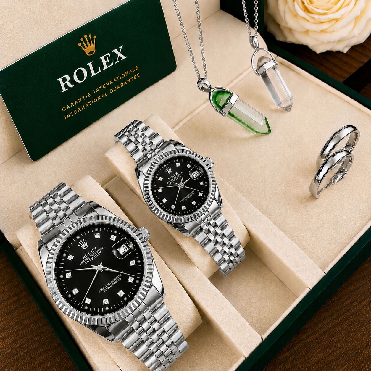 🌈ست ساعت مردانه و زنانه رولکس دیت جاست ☑️ ROLEX set  ✅د