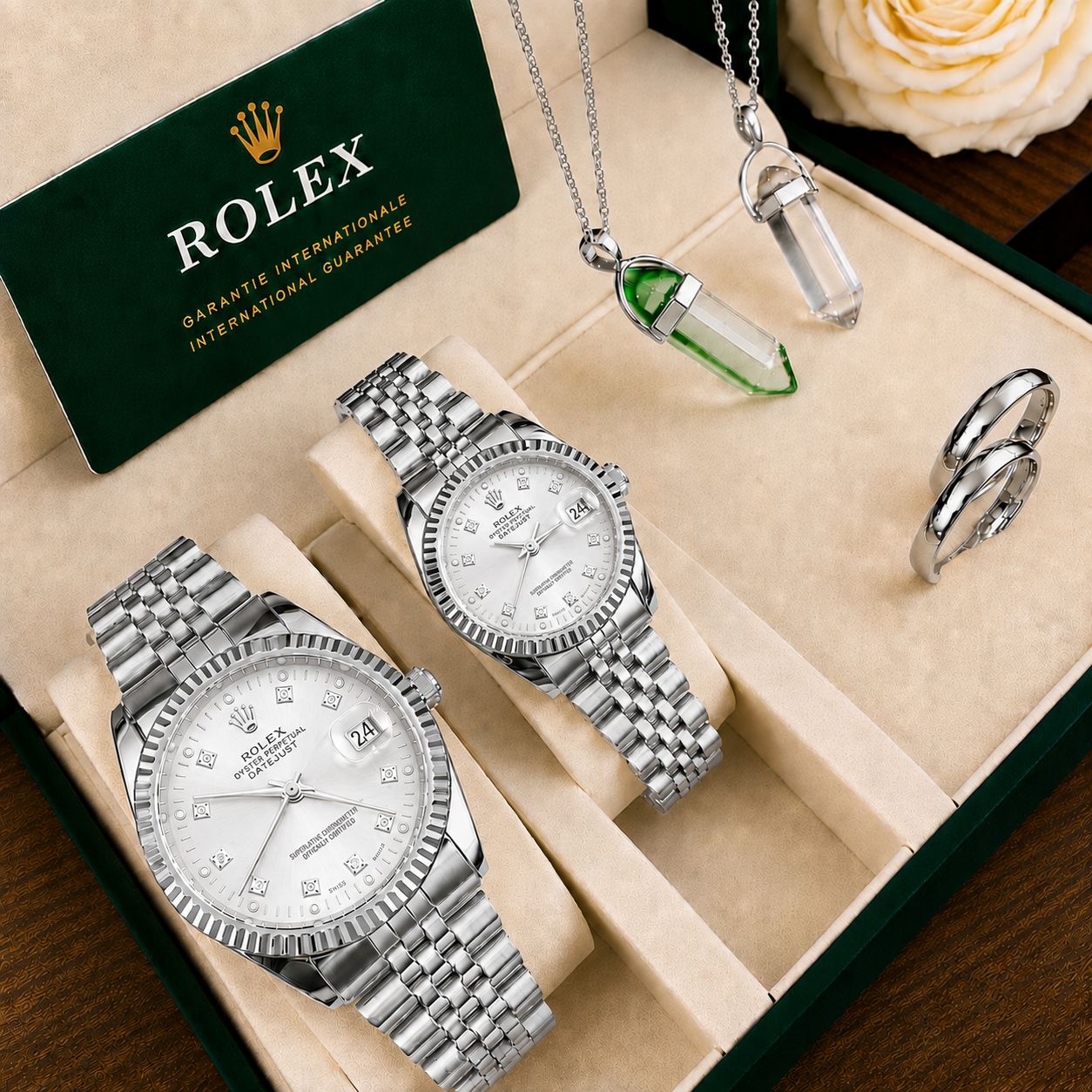 🌈ست ساعت مردانه و زنانه رولکس دیت جاست ☑️ ROLEX set  ✅د