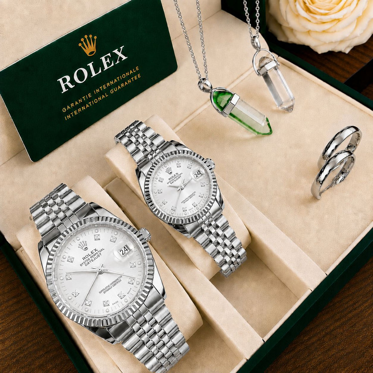 🌈ست ساعت مردانه و زنانه رولکس دیت جاست ☑️ ROLEX set ✅د