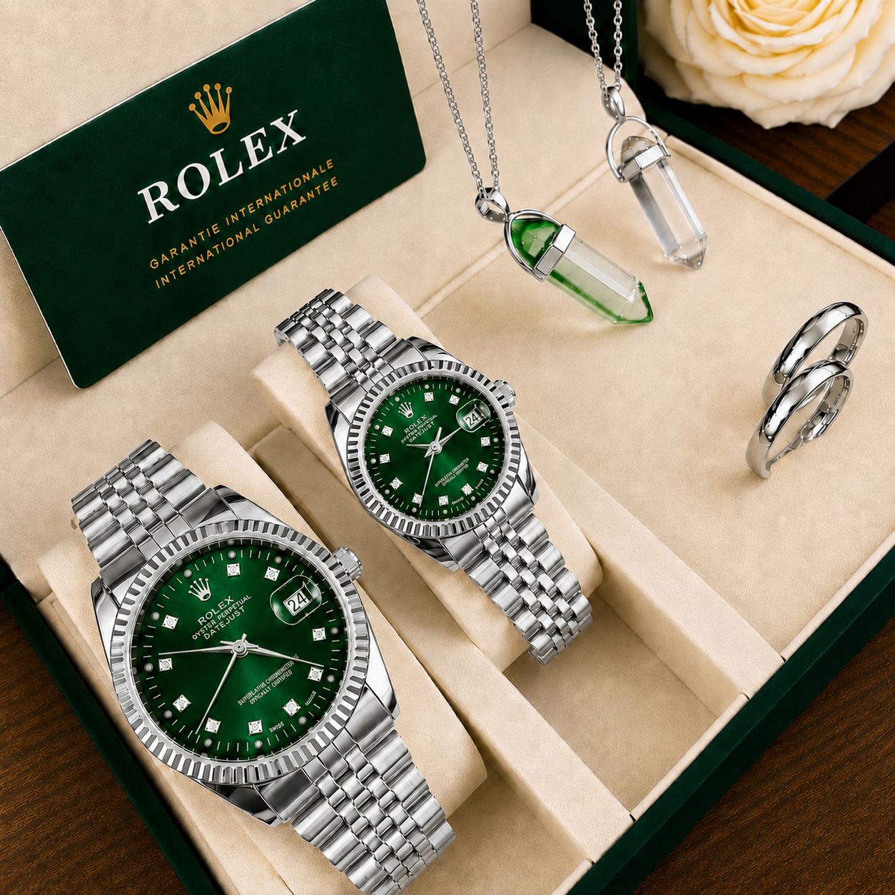 🌈ست ساعت مردانه و زنانه رولکس دیت جاست ☑️ ROLEX set  ✅د