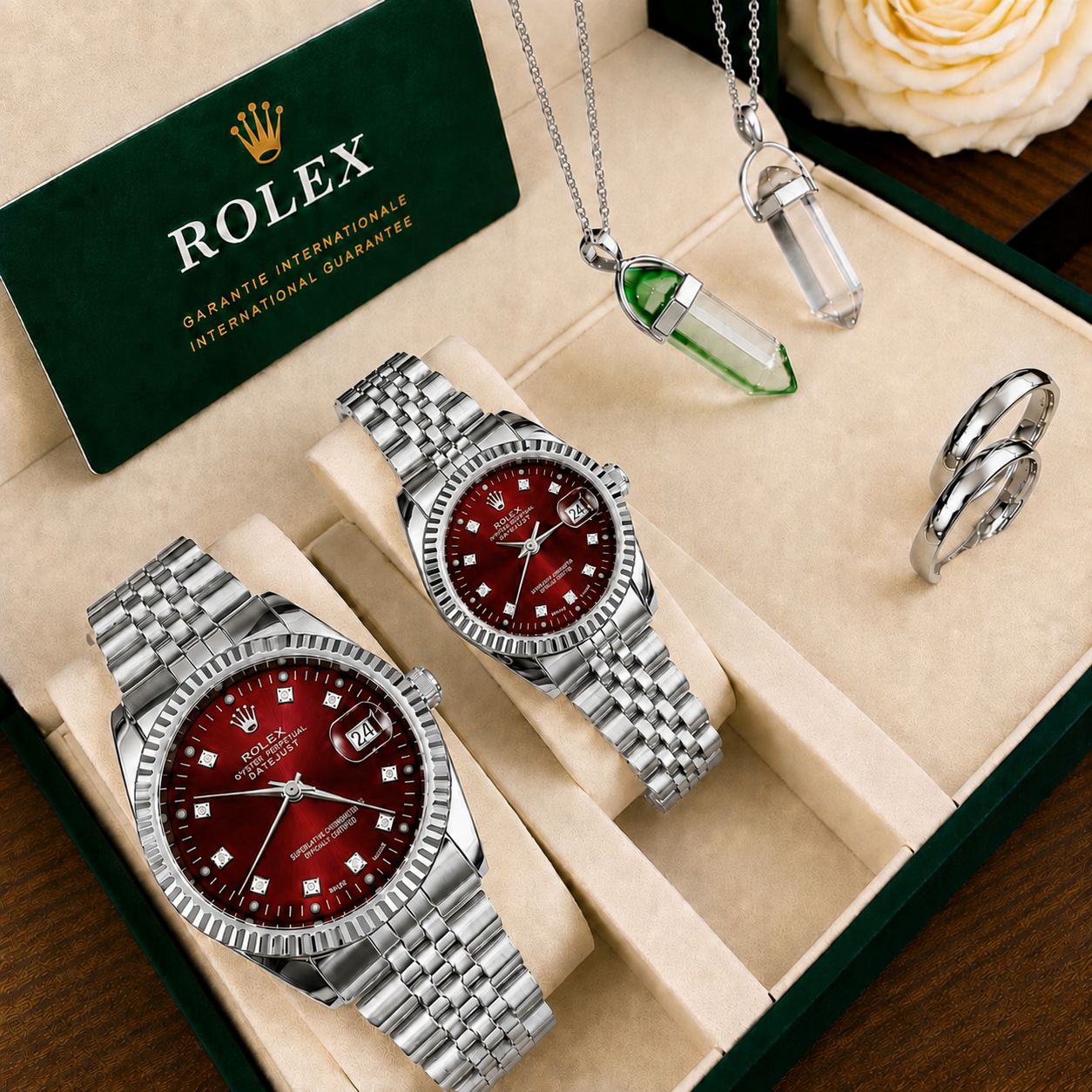 🌈ست ساعت مردانه و زنانه رولکس دیت جاست ☑️ ROLEX set  ✅د