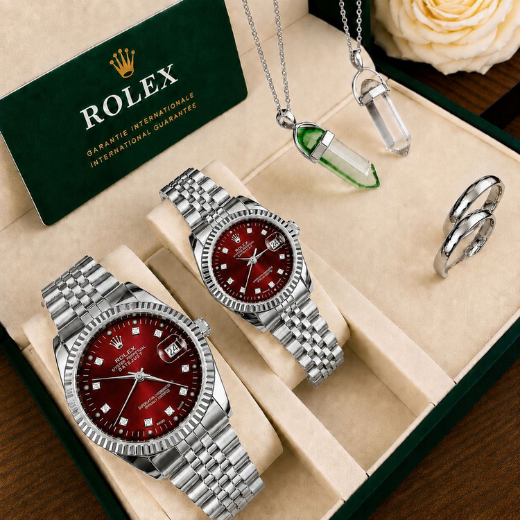 🌈ست ساعت مردانه و زنانه رولکس دیت جاست ☑️ ROLEX set ✅د