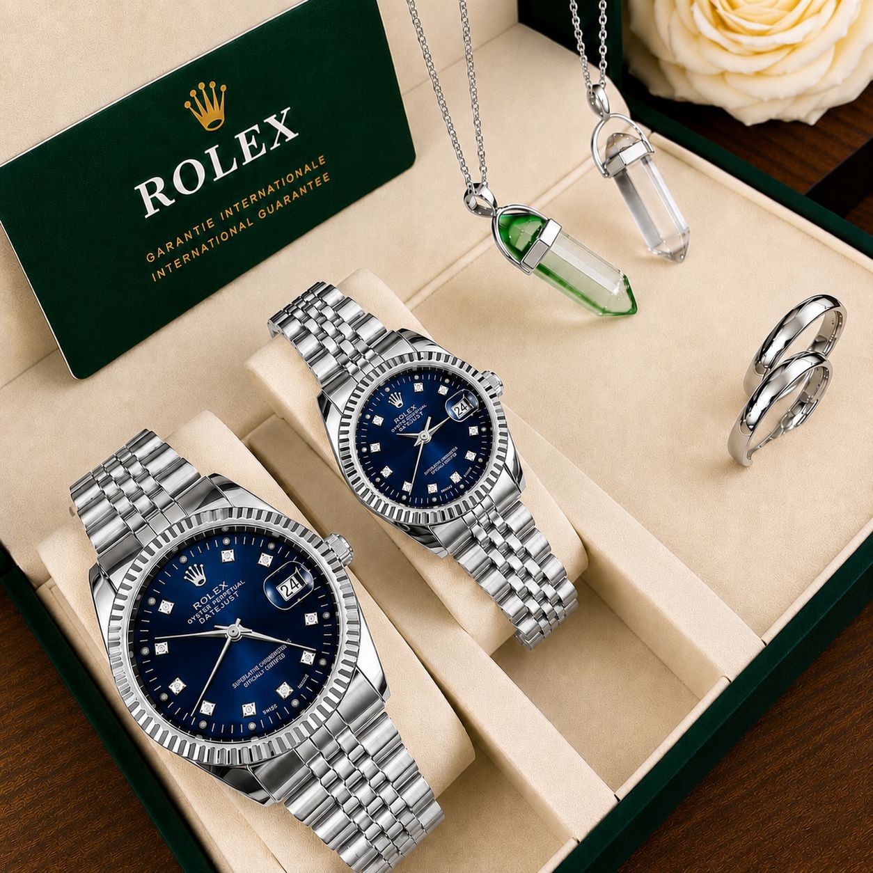 🌈ست ساعت مردانه و زنانه رولکس دیت جاست ☑️ ROLEX set  ✅د