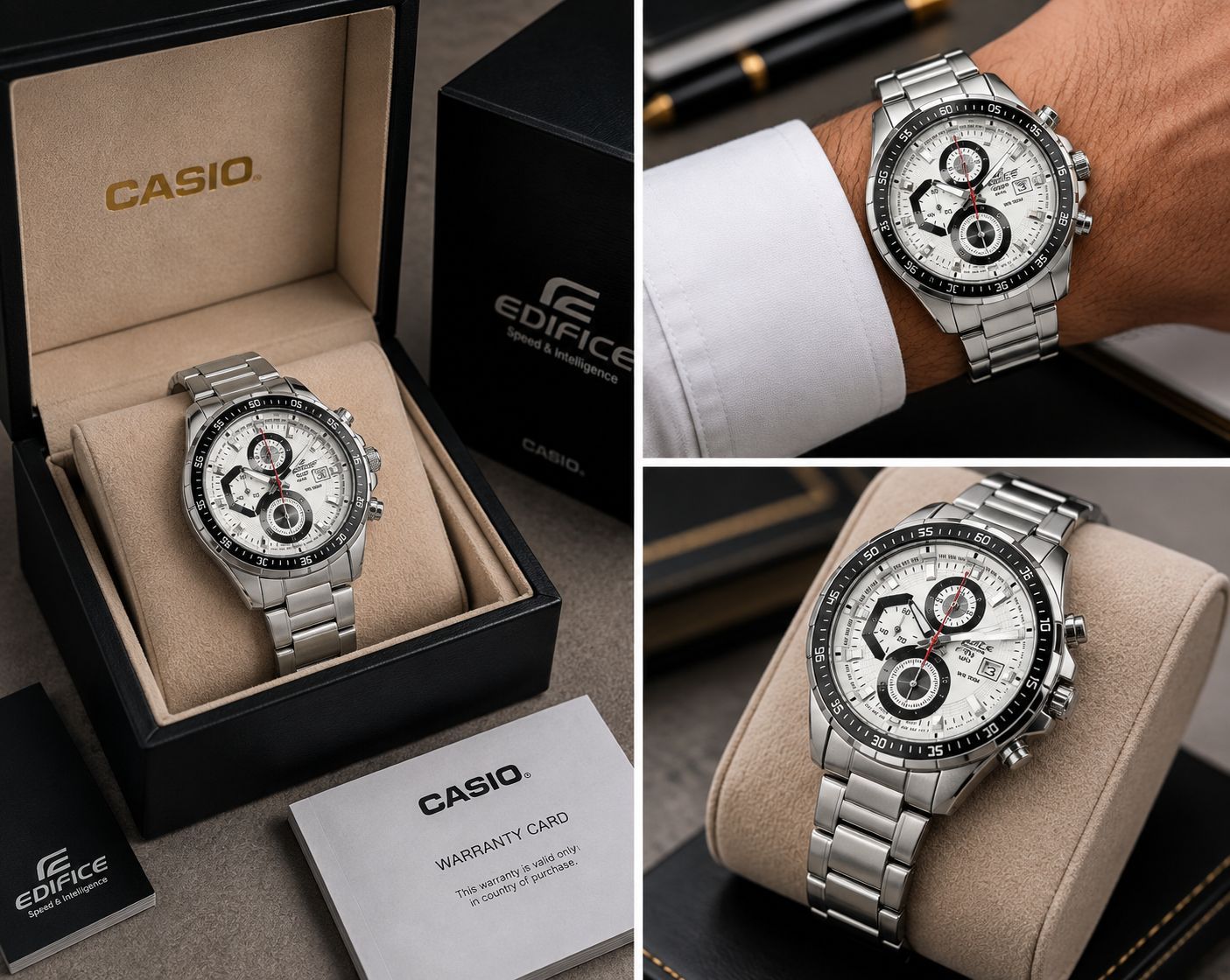 ⌚ Casio Edifice 🌈ساعت مردانه | سه زمانه #کاسیو ادیفایس کد 24 ✅ساعتی برای استایل حرفه‌ای و پرانرژی ✅سه موتوره کرنوگراف   ✅نمایش تاریخ ✅موتور کوارتز(تایوان) شرکتی با کیفیت درجه یک ✅ضدآب و رنگ ثابت  ✅مناسب استفاده روزمره ✅ضدحساسیت با شیشه ضد خش 🎁به همراه جعبه کادویی