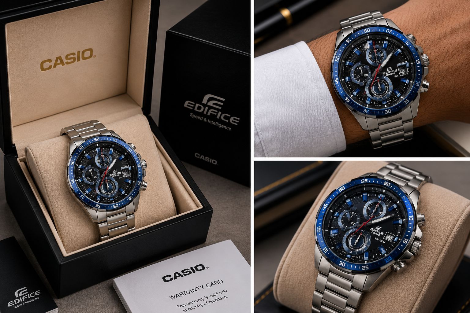 ⌚ Casio Edifice 🌈ساعت مردانه | سه زمانه #کاسیو ادیفایس کد 24 ✅ساعتی برای استایل حرفه‌ای و پرانرژی ✅سه موتوره کرنوگراف   ✅نمایش تاریخ ✅موتور کوارتز(تایوان) شرکتی با کیفیت درجه یک ✅ضدآب و رنگ ثابت  ✅مناسب استفاده روزمره ✅ضدحساسیت با شیشه ضد خش 🎁به همراه جعبه کادویی