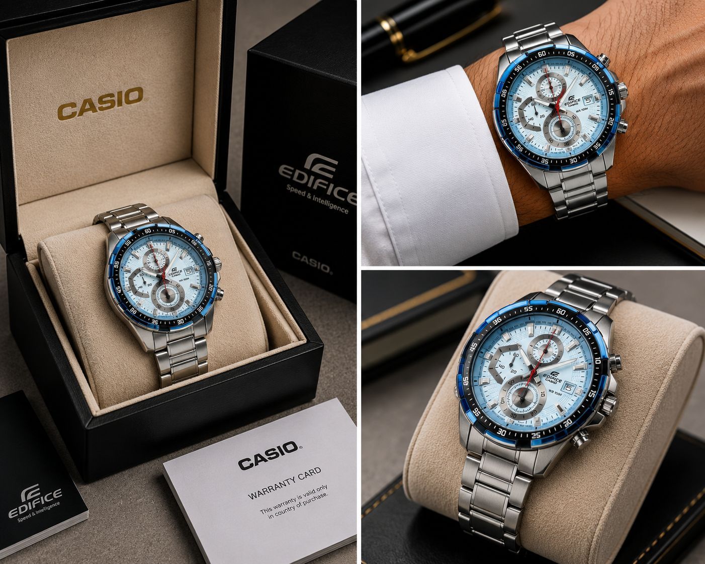 ⌚ Casio Edifice 🌈ساعت مردانه | سه زمانه #کاسیو ادیفایس کد 24 ✅ساعتی برای استایل حرفه‌ای و پرانرژی ✅سه موتوره کرنوگراف   ✅نمایش تاریخ ✅موتور کوارتز(تایوان) شرکتی با کیفیت درجه یک ✅ضدآب و رنگ ثابت  ✅مناسب استفاده روزمره ✅ضدحساسیت با شیشه ضد خش 🎁به همراه جعبه کادویی
