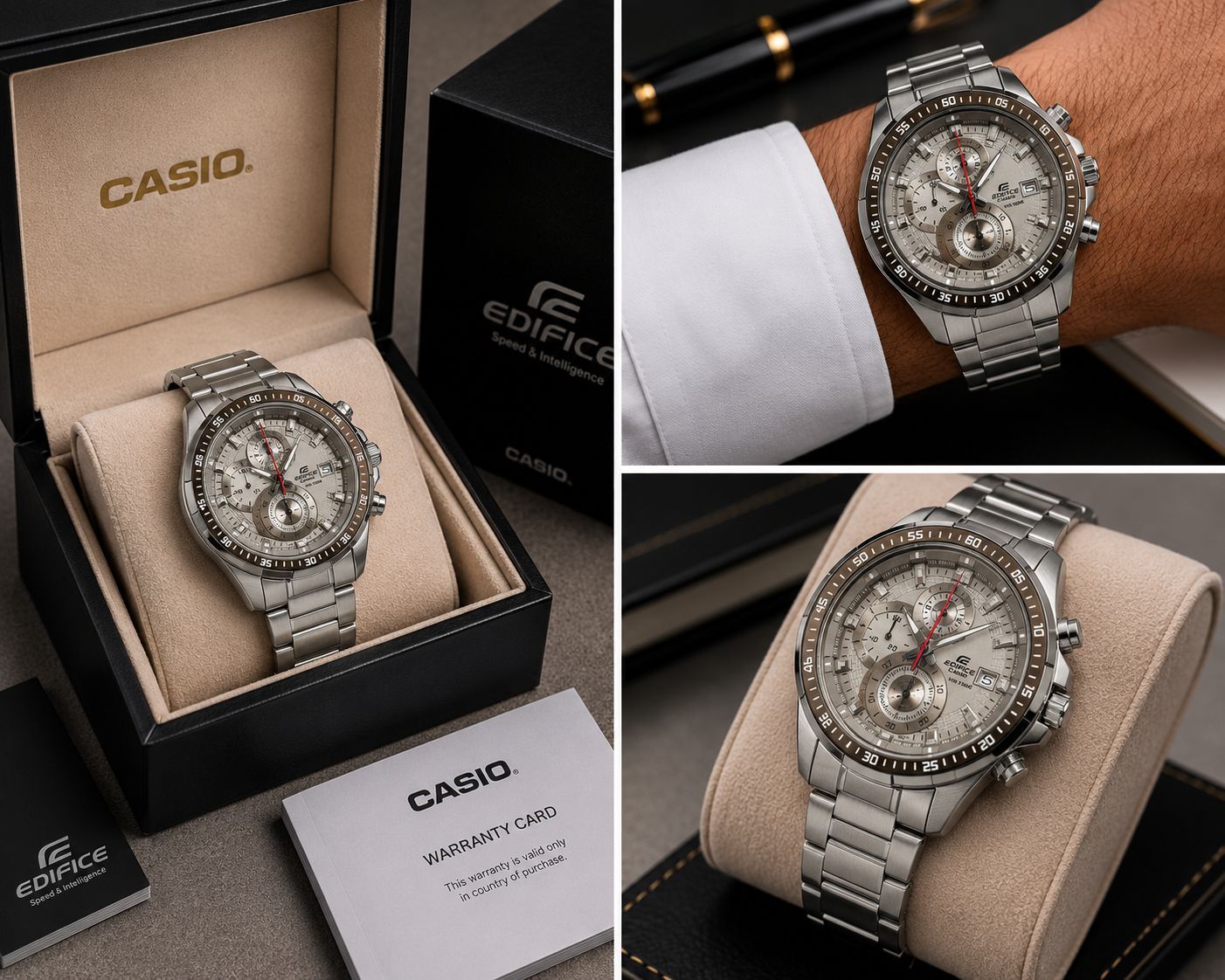 ⌚ Casio Edifice 🌈ساعت مردانه | سه زمانه #کاسیو ادیفایس کد 24 ✅ساعتی برای استایل حرفه‌ای و پرانرژی ✅سه موتوره کرنوگراف   ✅نمایش تاریخ ✅موتور کوارتز(تایوان) شرکتی با کیفیت درجه یک ✅ضدآب و رنگ ثابت  ✅مناسب استفاده روزمره ✅ضدحساسیت با شیشه ضد خش 🎁به همراه جعبه کادویی
