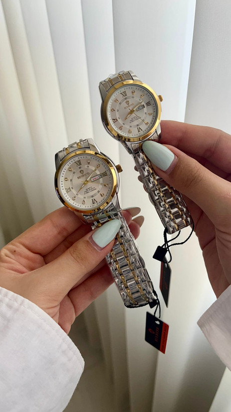 ⌚️ست ساعت بین باند مدلی نو مقاوم دربرابر آب برندشرکتی دارای روز شمار ایام هفته بند استیل فولاد شیشه سافایر شب نما قفل دو پروانه موتور کوارتز