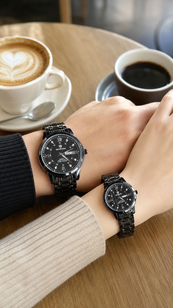 ⌚️ست ساعت بین باند مدلی نو  مقاوم دربرابر آب برندشرکتی   دارای روز شمار  ایام هفته  بند استیل فولاد شیشه سافایر  شب نما قفل دو پروانه  موتور کوارتز
